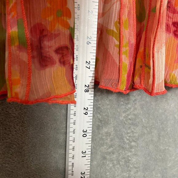 Coldwater Creek Women Floral Fairy Colorful Chiffon Pleated Circle Midi Skirt XL - Picture 10 of 12